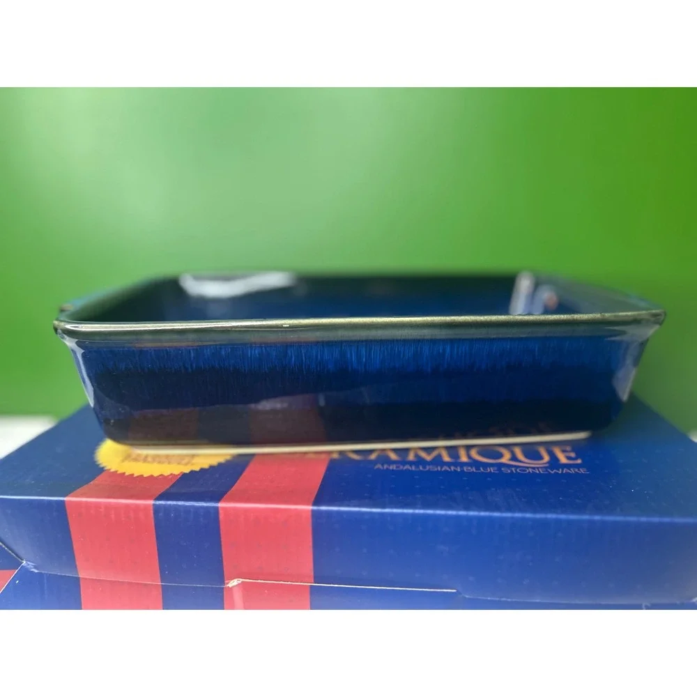Basque Ceramique Andalusian Blue Stoneware 13 Inch Rectangular Baker AB002